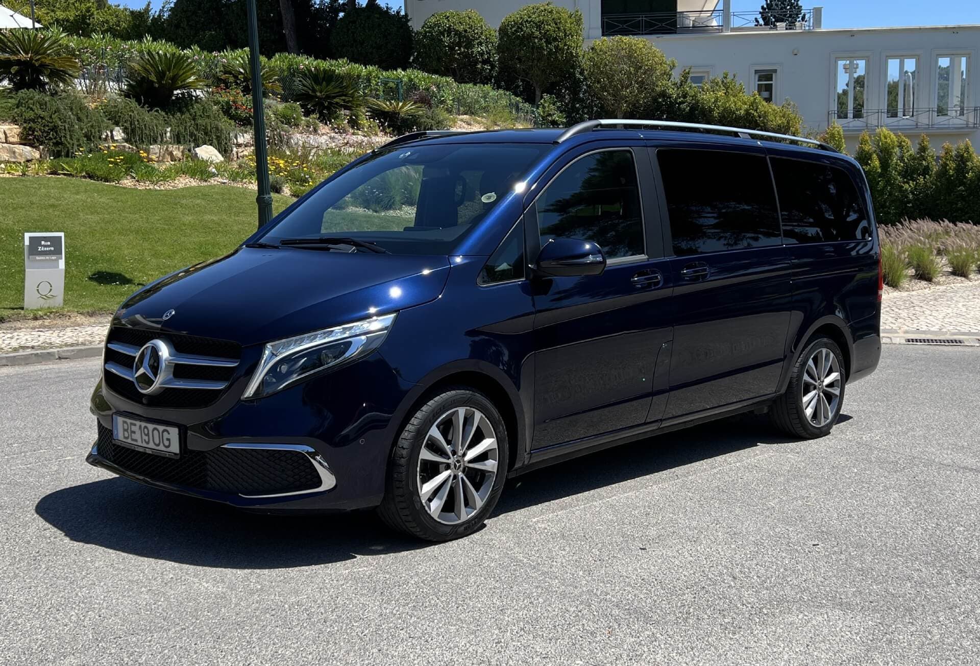 Mercedes V class front view - luxury car rental Algarve Lisbon Portugal