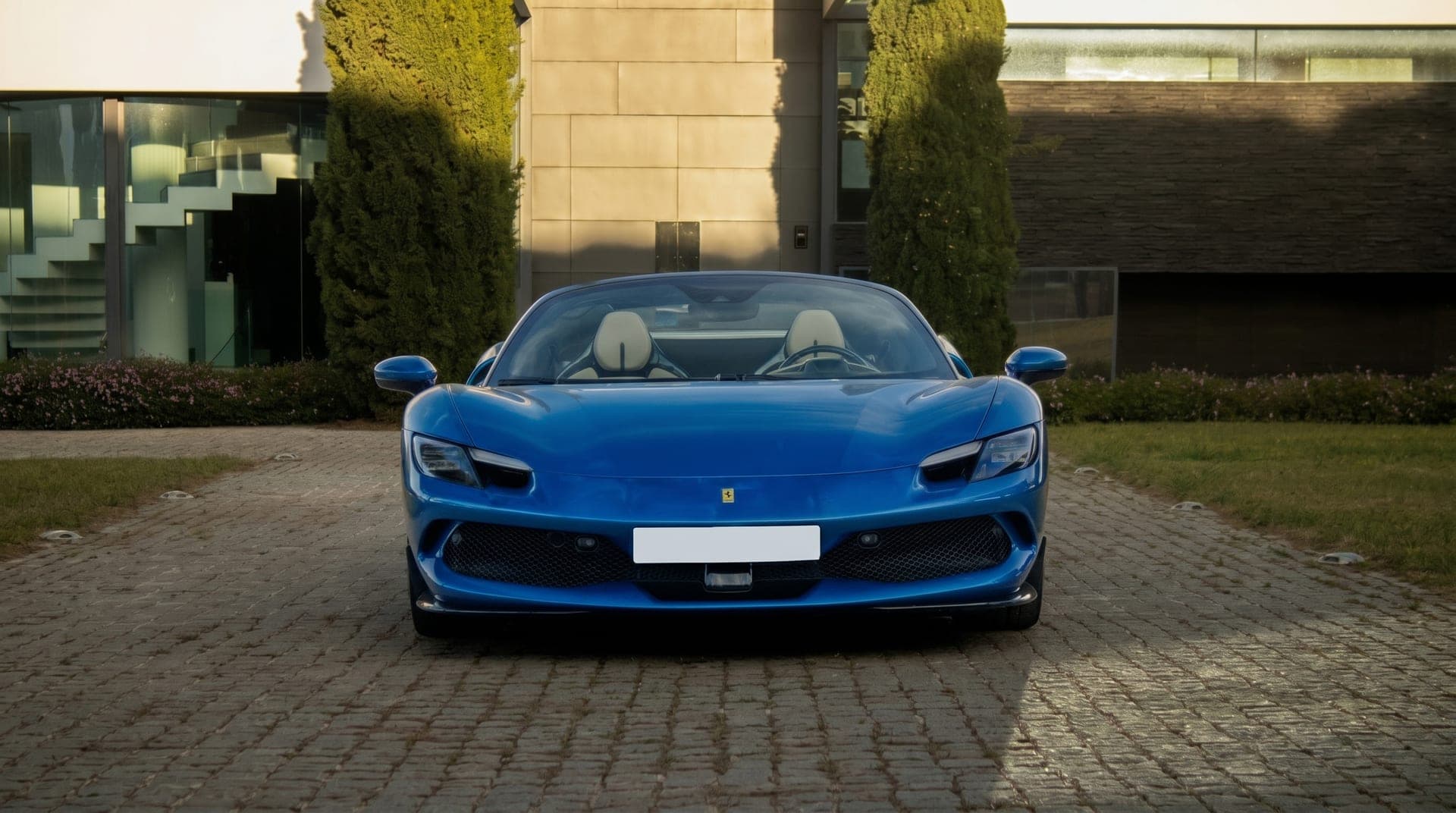 Ferrari 296 GTS front view - luxury car rental Algarve Lisbon Portugal